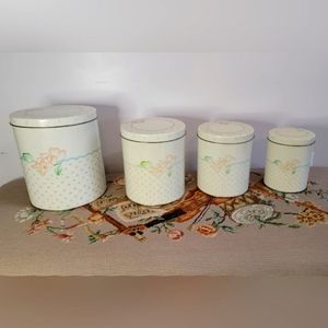 4 Piece Vintage Tin Can Canister Set